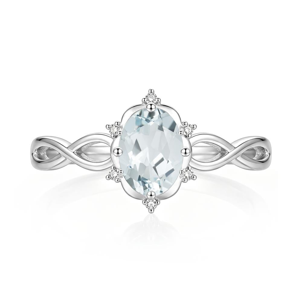 Amethyst Halo Twisted Infinity Ring - LUO Jewelry #gemstone_Aquamarine