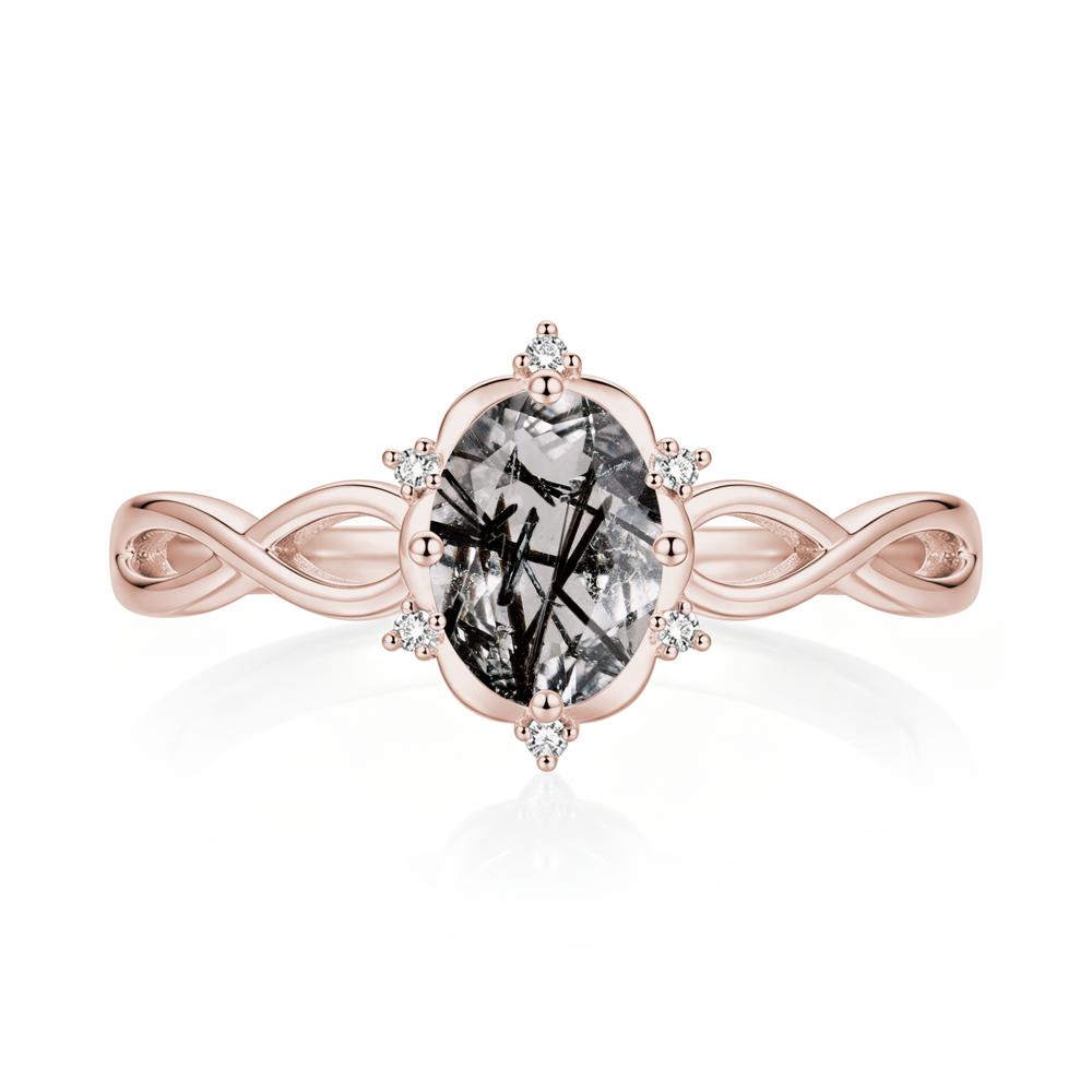Amethyst Halo Twisted Infinity Ring - LUO Jewelry #gemstone_Black Rutilated Quartz