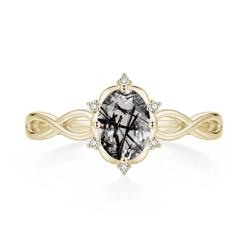 Amethyst Halo Twisted Infinity Ring - LUO Jewelry #gemstone_Black Rutilated Quartz