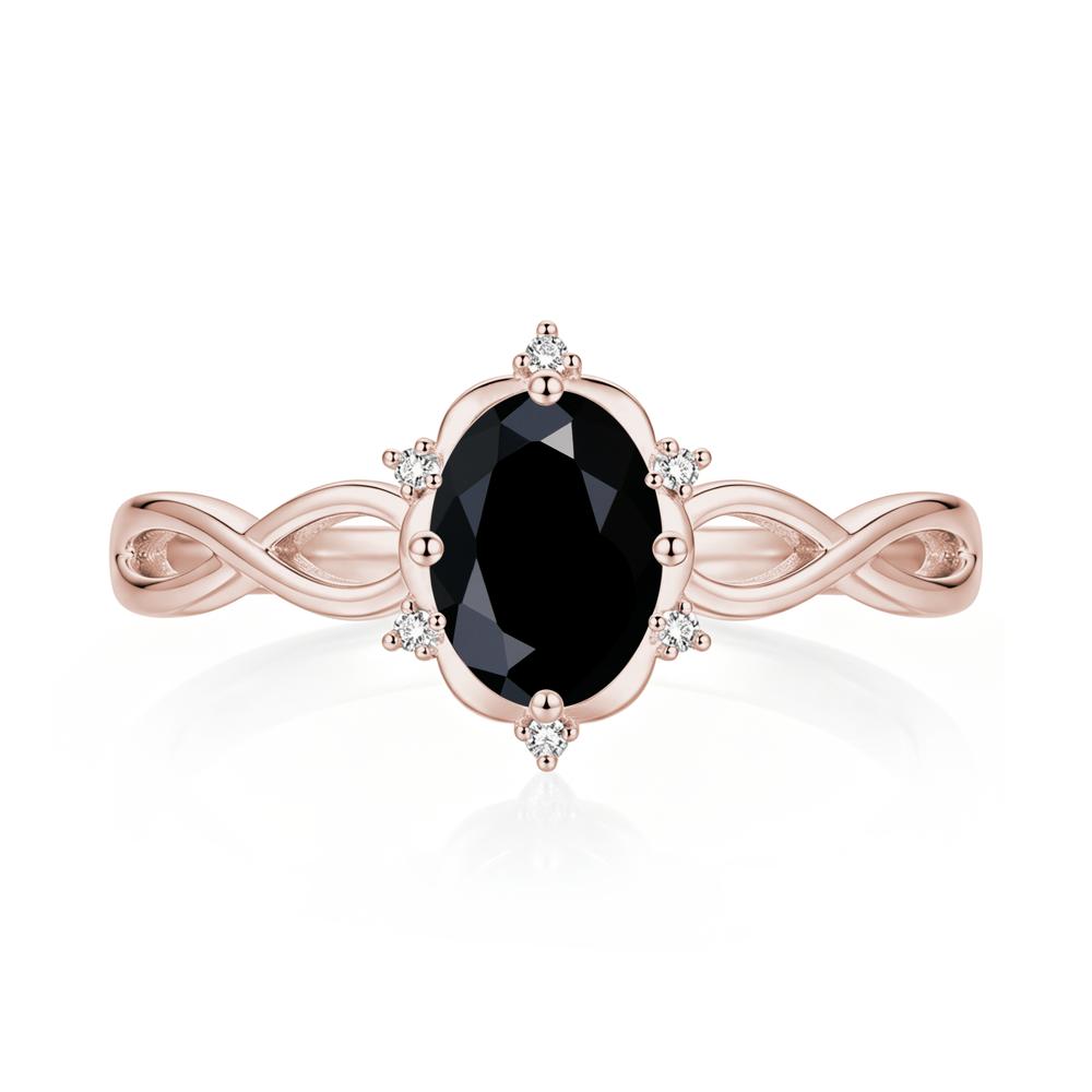 Amethyst Halo Twisted Infinity Ring - LUO Jewelry #gemstone_Black Spinel