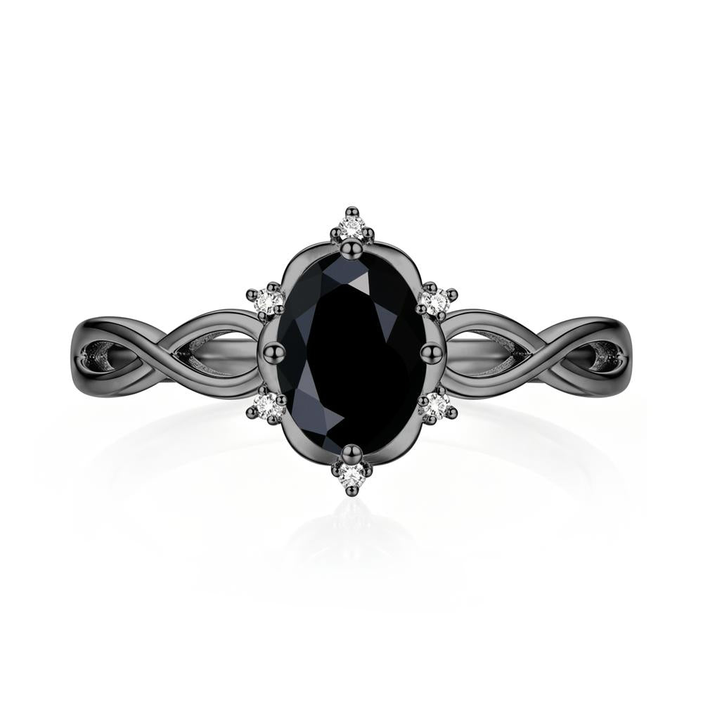 Amethyst Halo Twisted Infinity Ring - LUO Jewelry #gemstone_Black Spinel