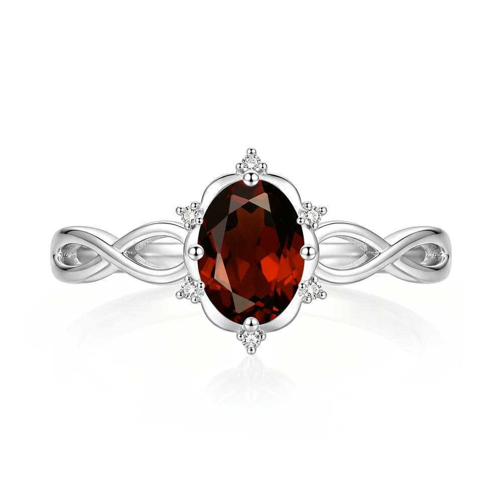 Amethyst Halo Twisted Infinity Ring - LUO Jewelry #gemstone_Garnet