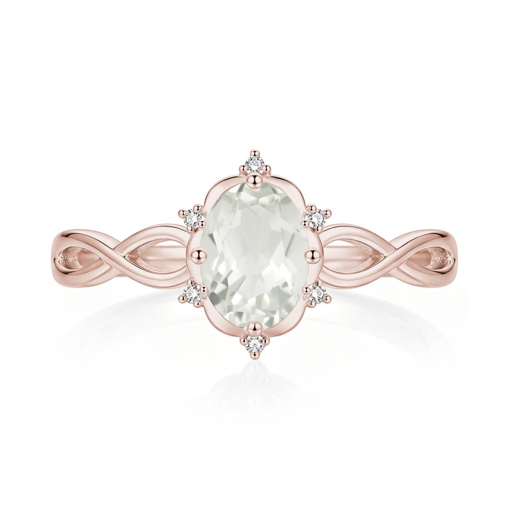 Amethyst Halo Twisted Infinity Ring - LUO Jewelry #gemstone_Green Amethyst