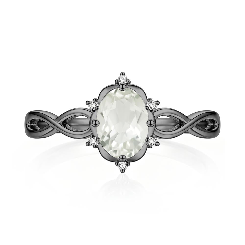 Amethyst Halo Twisted Infinity Ring - LUO Jewelry #gemstone_Green Amethyst