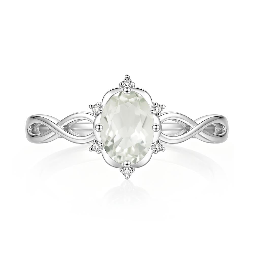 Amethyst Halo Twisted Infinity Ring - LUO Jewelry #gemstone_Green Amethyst