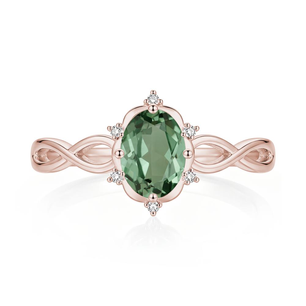 Amethyst Halo Twisted Infinity Ring - LUO Jewelry #gemstone_Green Sapphire