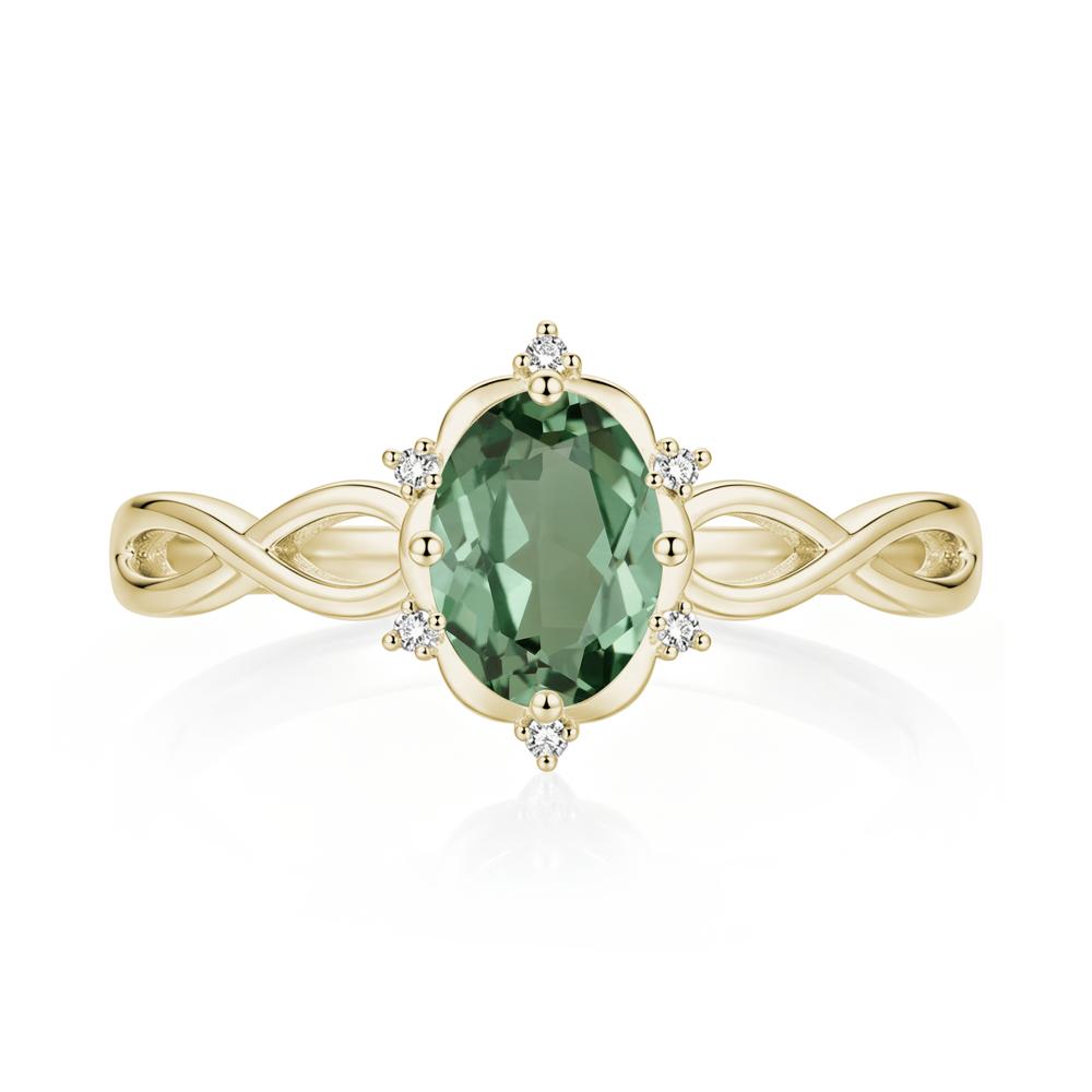 Amethyst Halo Twisted Infinity Ring - LUO Jewelry #gemstone_Green Sapphire