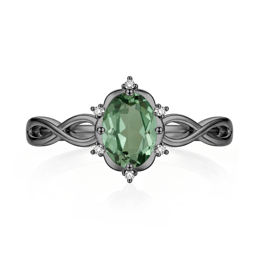 Amethyst Halo Twisted Infinity Ring - LUO Jewelry #gemstone_Green Sapphire