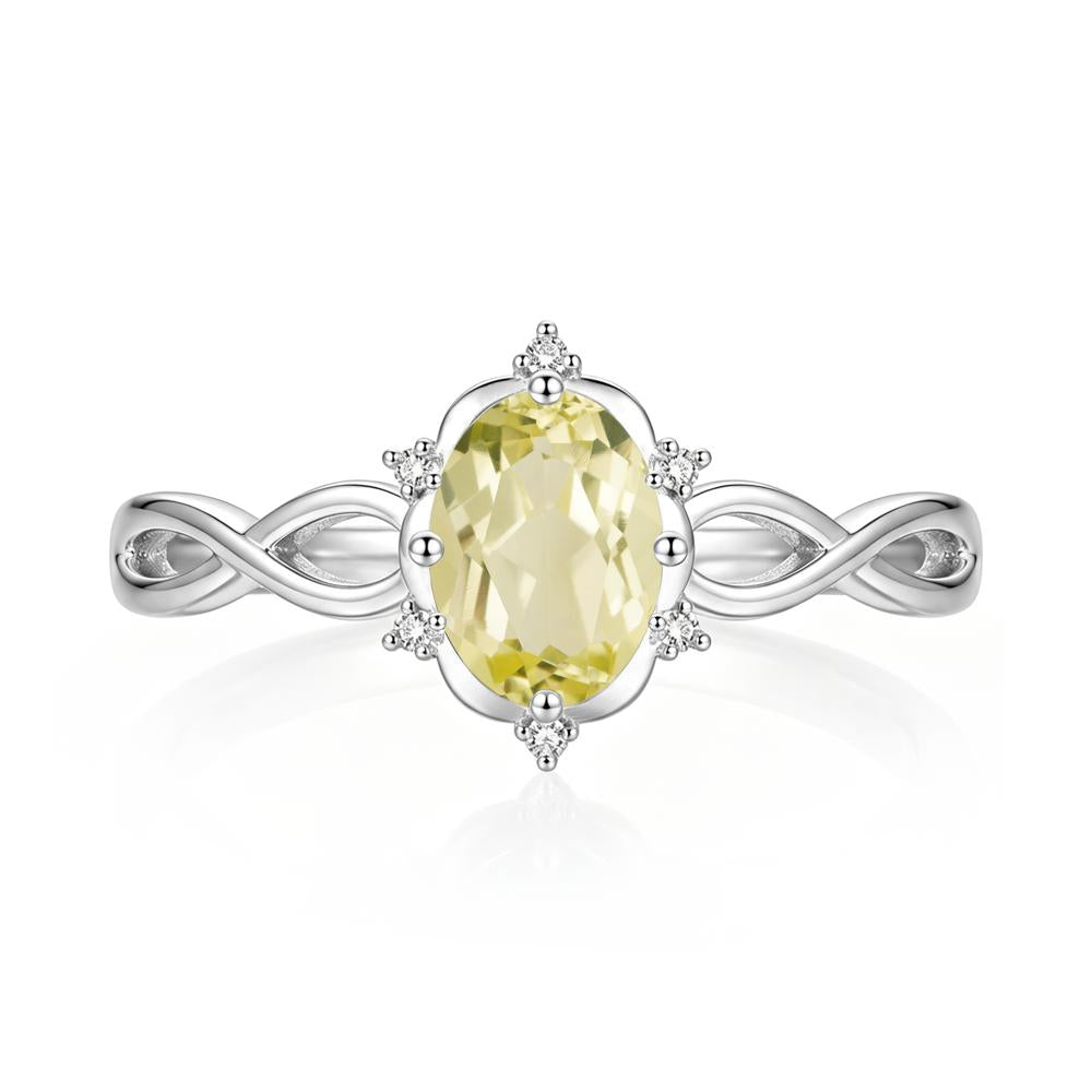 Amethyst Halo Twisted Infinity Ring - LUO Jewelry #gemstone_Lemon Quartz