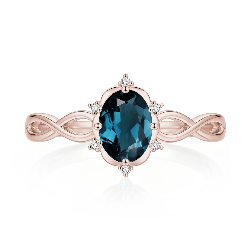 Amethyst Halo Twisted Infinity Ring - LUO Jewelry #gemstone_London Blue Topaz