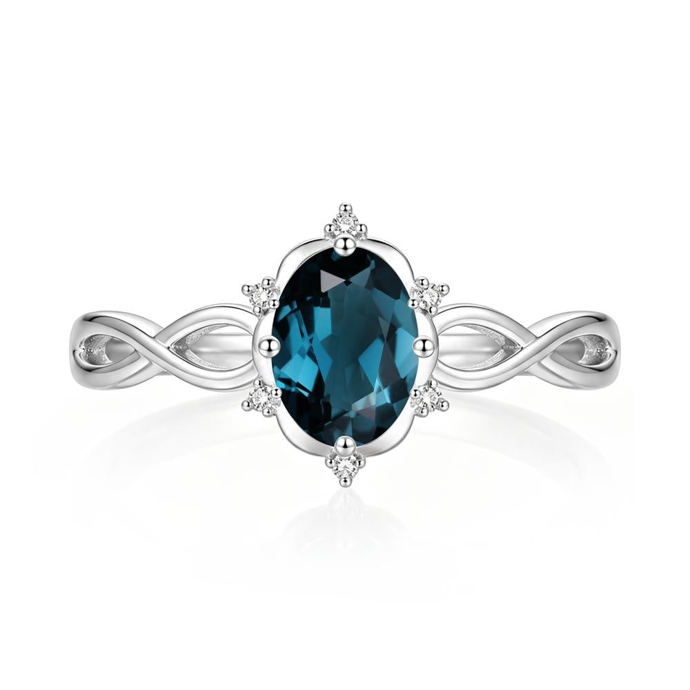 Amethyst Halo Twisted Infinity Ring - LUO Jewelry #gemstone_London Blue Topaz