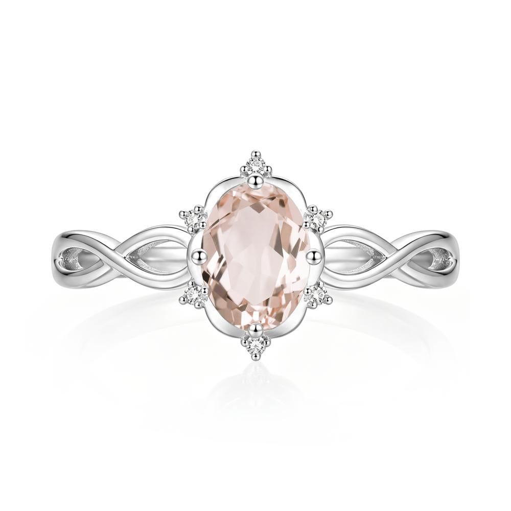 Amethyst Halo Twisted Infinity Ring - LUO Jewelry #gemstone_Morganite