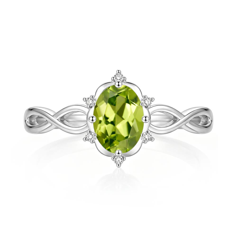 Amethyst Halo Twisted Infinity Ring - LUO Jewelry #gemstone_Peridot
