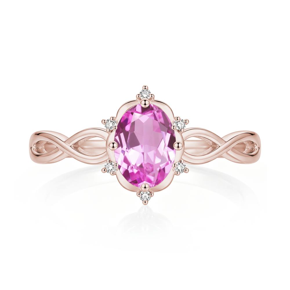 Amethyst Halo Twisted Infinity Ring - LUO Jewelry #gemstone_Pink Sapphire