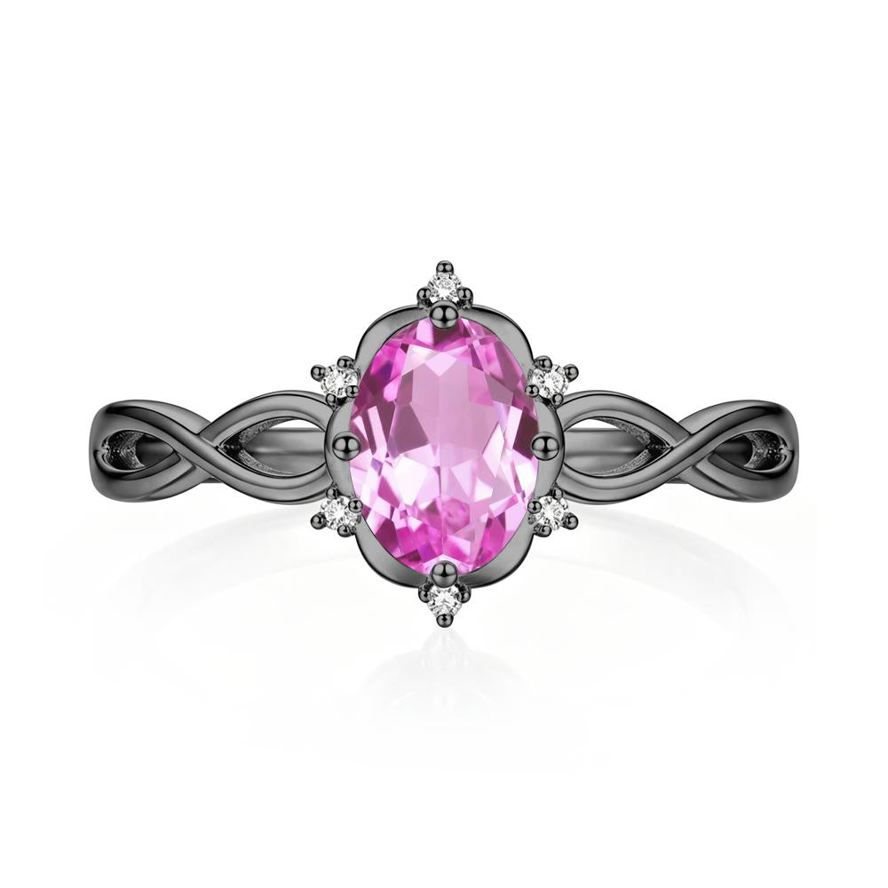 Amethyst Halo Twisted Infinity Ring - LUO Jewelry #gemstone_Pink Sapphire