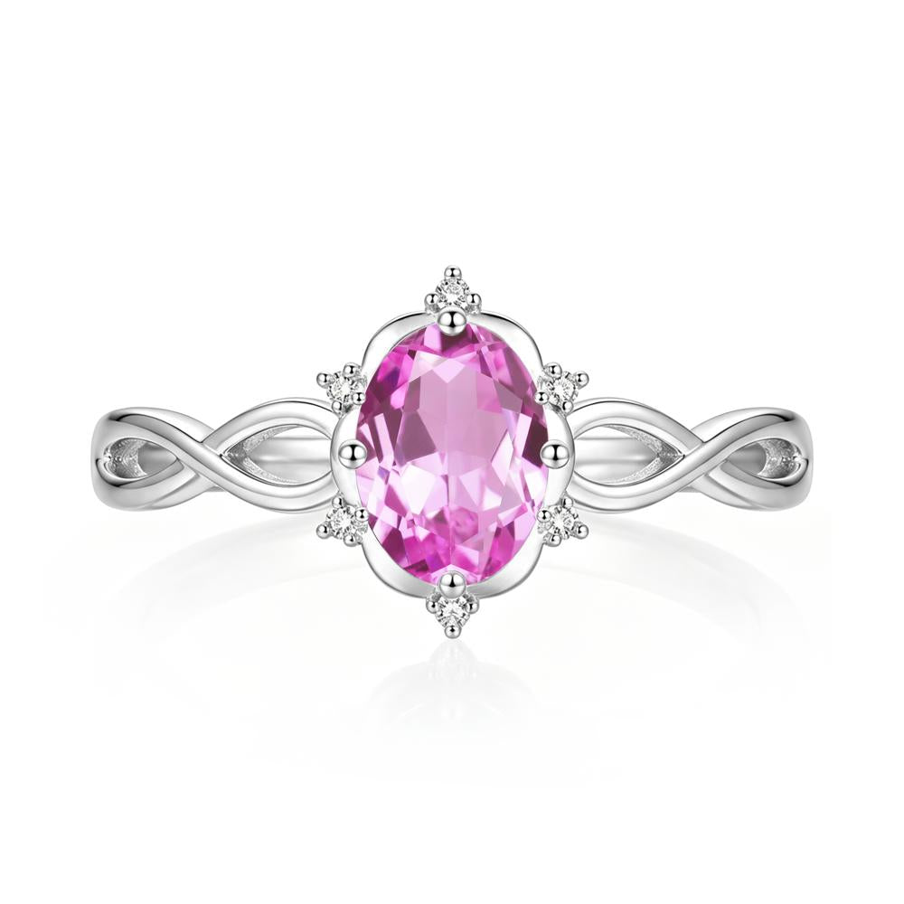 Amethyst Halo Twisted Infinity Ring - LUO Jewelry #gemstone_Pink Sapphire