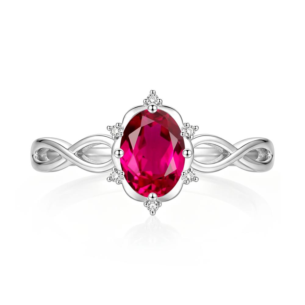 Amethyst Halo Twisted Infinity Ring - LUO Jewelry #gemstone_Ruby