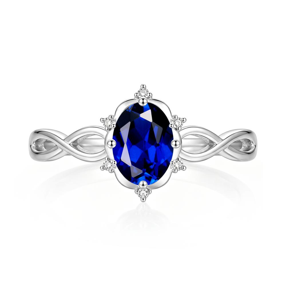 Amethyst Halo Twisted Infinity Ring - LUO Jewelry #gemstone_Sapphire