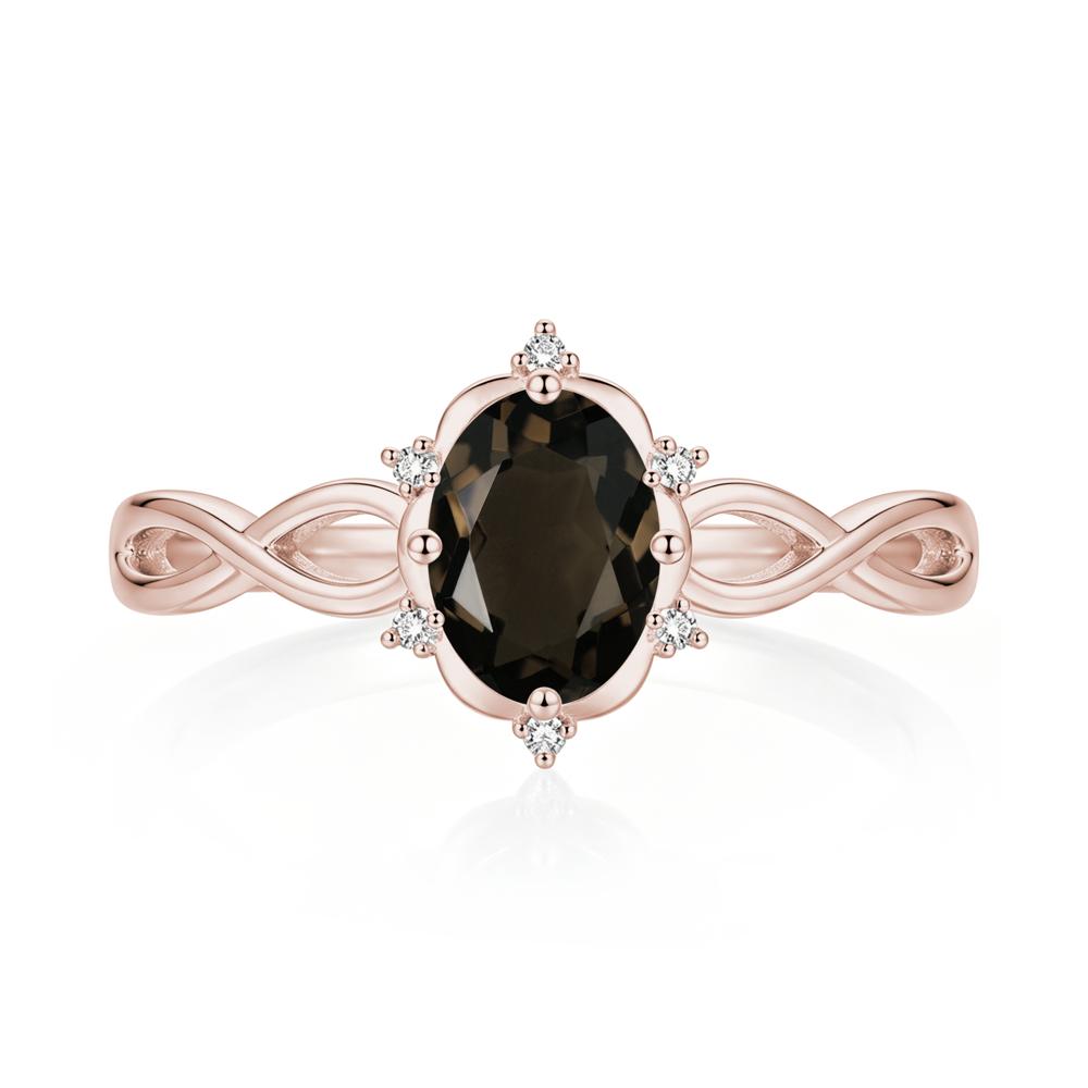 Amethyst Halo Twisted Infinity Ring - LUO Jewelry #gemstone_Smoky Quartz