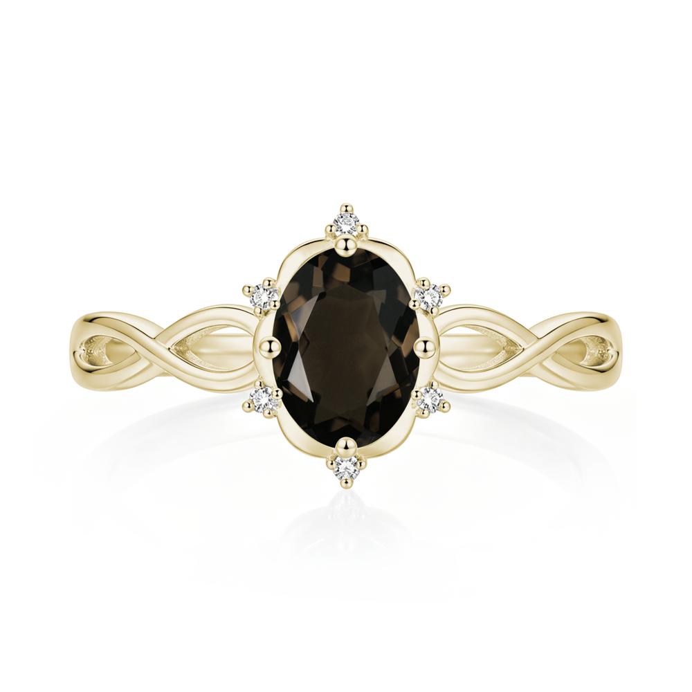 Amethyst Halo Twisted Infinity Ring - LUO Jewelry #gemstone_Smoky Quartz