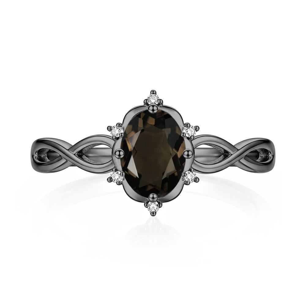 Amethyst Halo Twisted Infinity Ring - LUO Jewelry #gemstone_Smoky Quartz