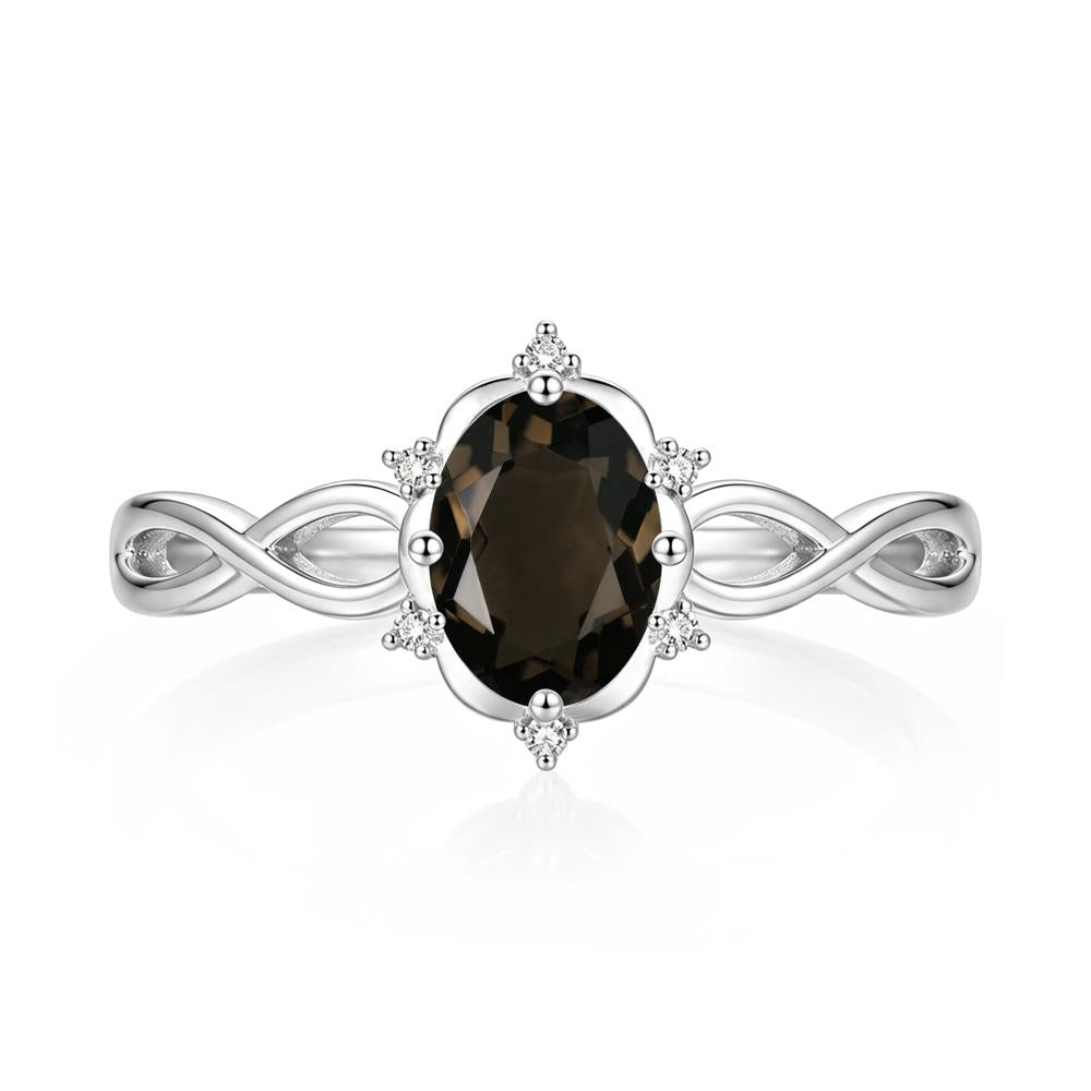 Amethyst Halo Twisted Infinity Ring - LUO Jewelry #gemstone_Smoky Quartz