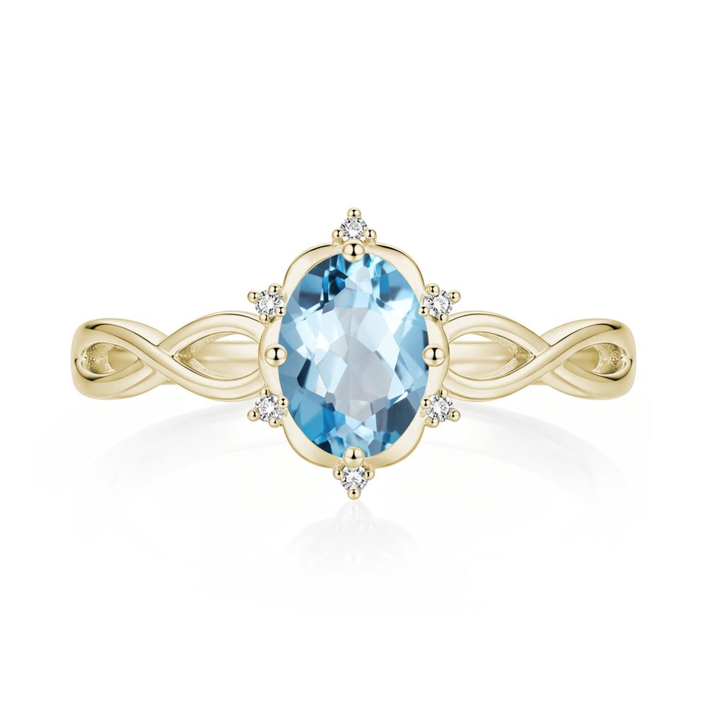 Amethyst Halo Twisted Infinity Ring - LUO Jewelry #gemstone_Swiss Blue Topaz
