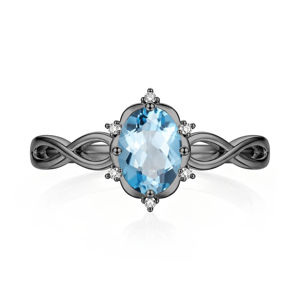 Amethyst Halo Twisted Infinity Ring - LUO Jewelry #gemstone_Swiss Blue Topaz