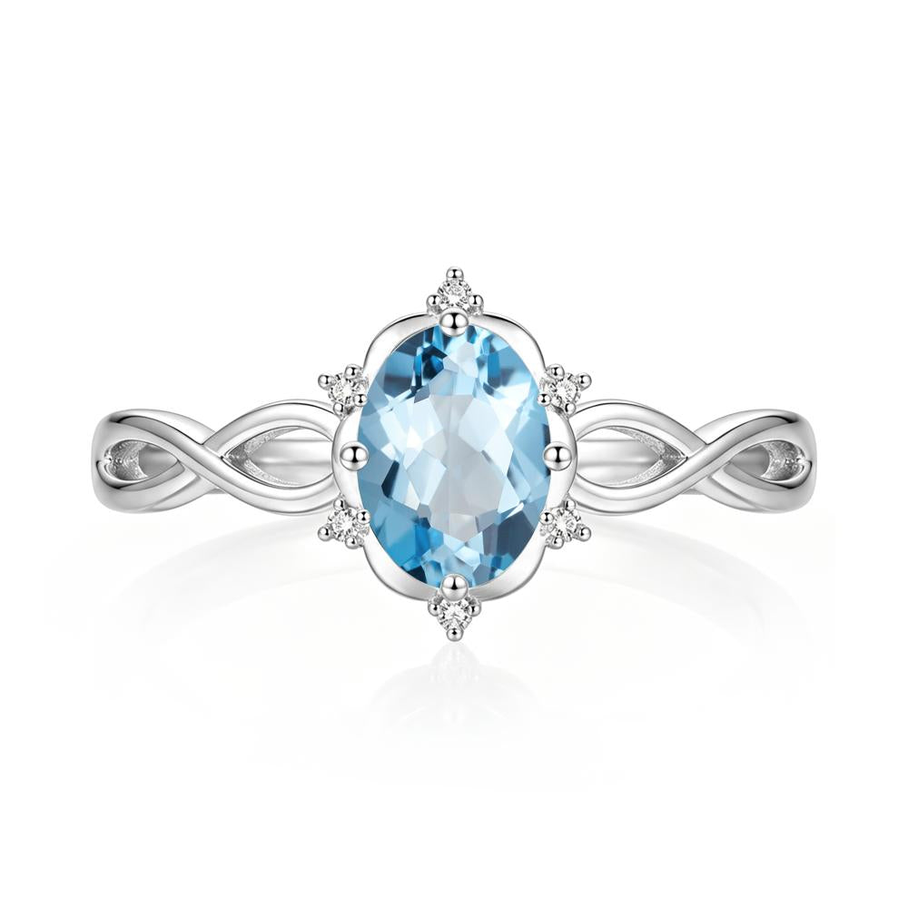 Amethyst Halo Twisted Infinity Ring - LUO Jewelry #gemstone_Swiss Blue Topaz