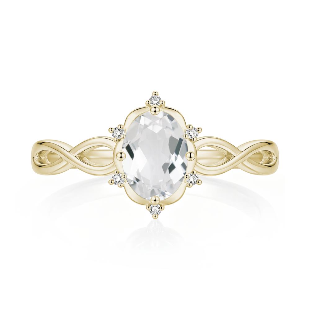 Amethyst Halo Twisted Infinity Ring - LUO Jewelry #gemstone_White Topaz