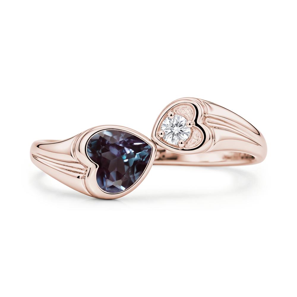 Toi Et Moi Two Stone Emerald Heart Shaped Ring - LUO Jewelry #gemstone_Alexandrite
