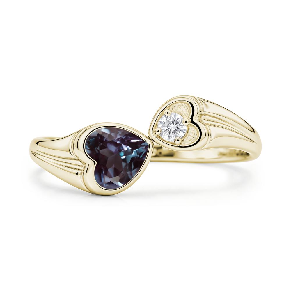 Toi Et Moi Two Stone Emerald Heart Shaped Ring - LUO Jewelry #gemstone_Alexandrite