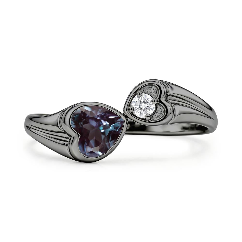 Toi Et Moi Two Stone Emerald Heart Shaped Ring - LUO Jewelry #gemstone_Alexandrite