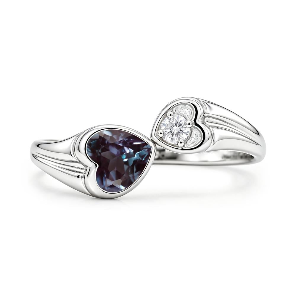 Toi Et Moi Two Stone Emerald Heart Shaped Ring - LUO Jewelry #gemstone_Alexandrite