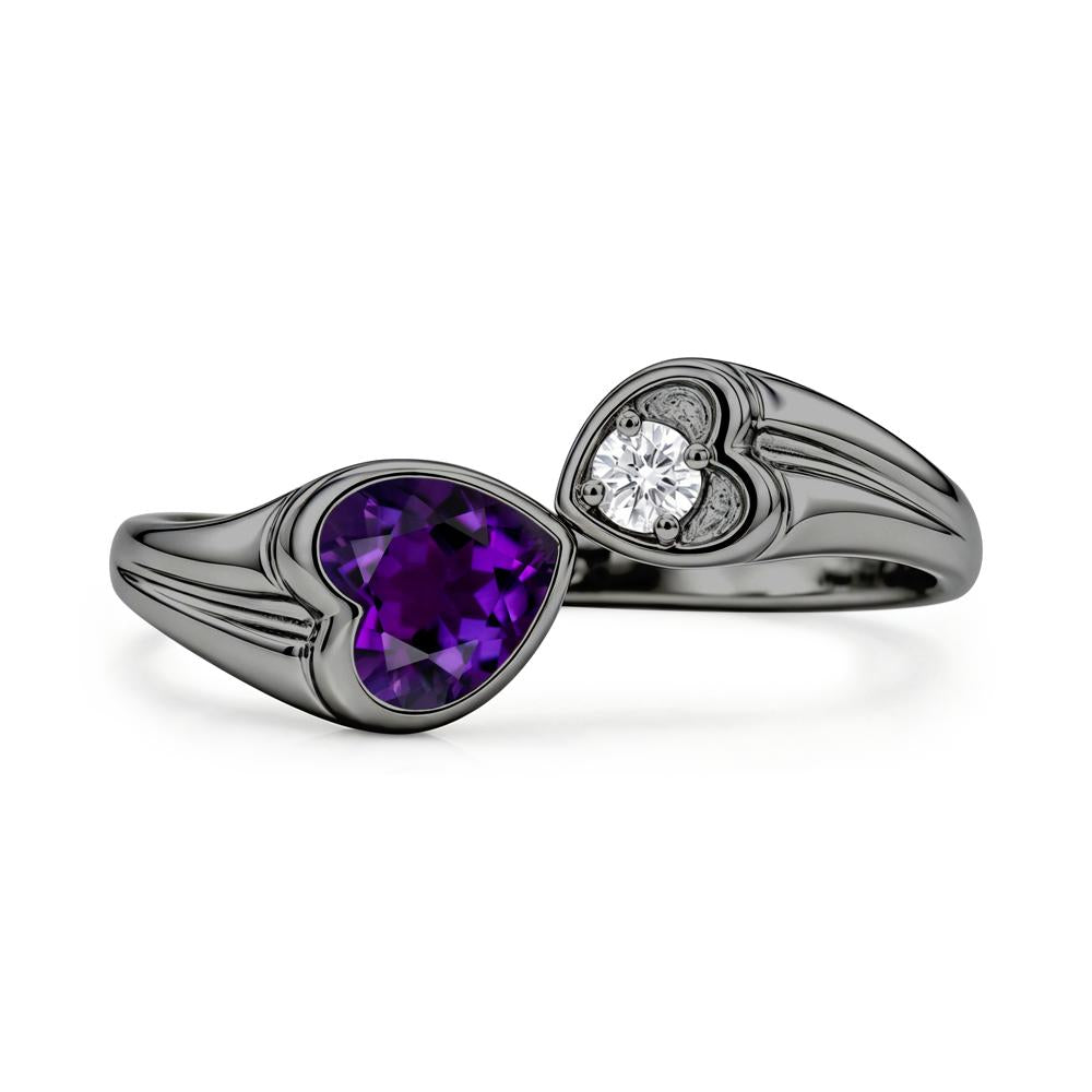 Toi Et Moi Two Stone Emerald Heart Shaped Ring - LUO Jewelry #gemstone_Amethyst