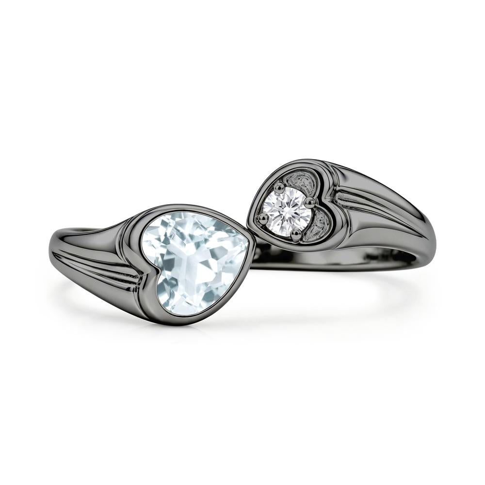 Toi Et Moi Two Stone Emerald Heart Shaped Ring - LUO Jewelry #gemstone_Aquamarine