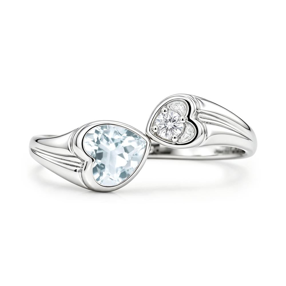 Toi Et Moi Two Stone Emerald Heart Shaped Ring - LUO Jewelry #gemstone_Aquamarine