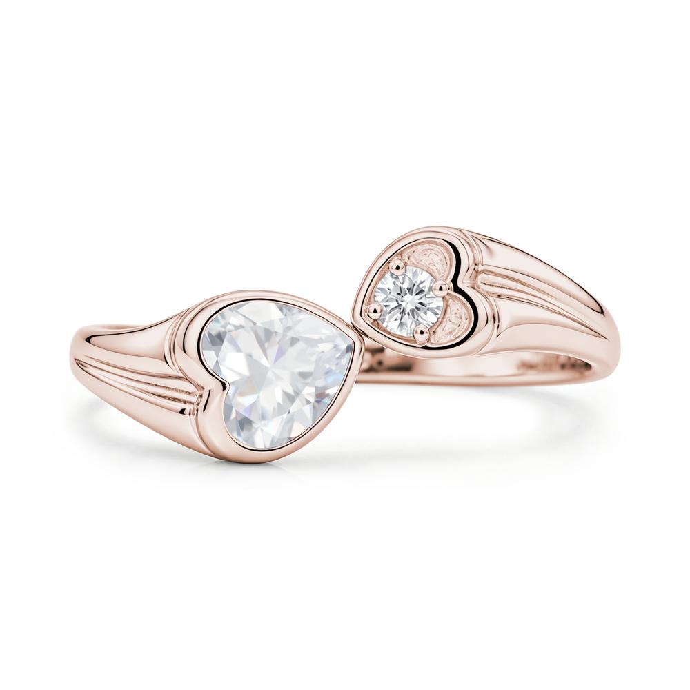 Toi Et Moi Two Stone Emerald Heart Shaped Ring - LUO Jewelry #gemstone_Cubic Zirconia