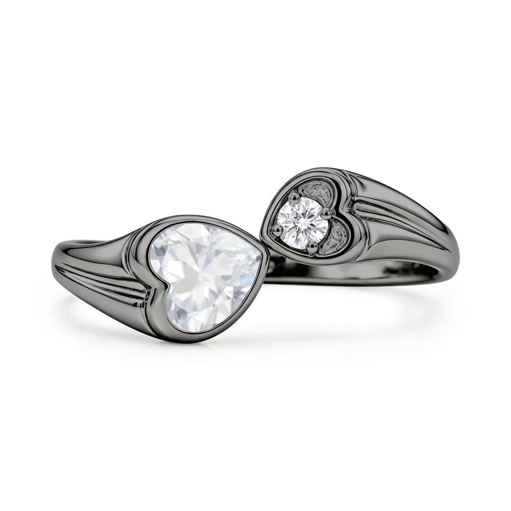 Toi Et Moi Two Stone Emerald Heart Shaped Ring - LUO Jewelry #gemstone_Cubic Zirconia