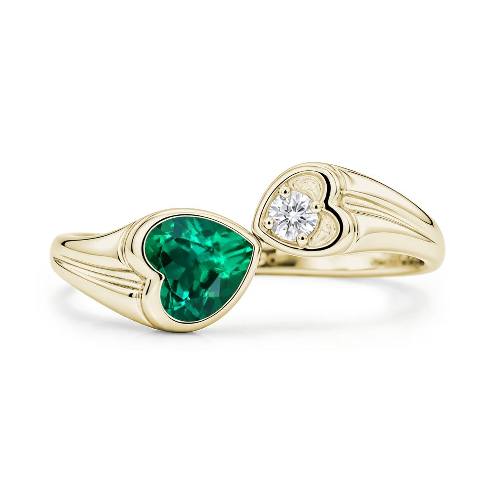 Toi Et Moi Two Stone Emerald Heart Shaped Ring - LUO Jewelry #gemstone_Emerald