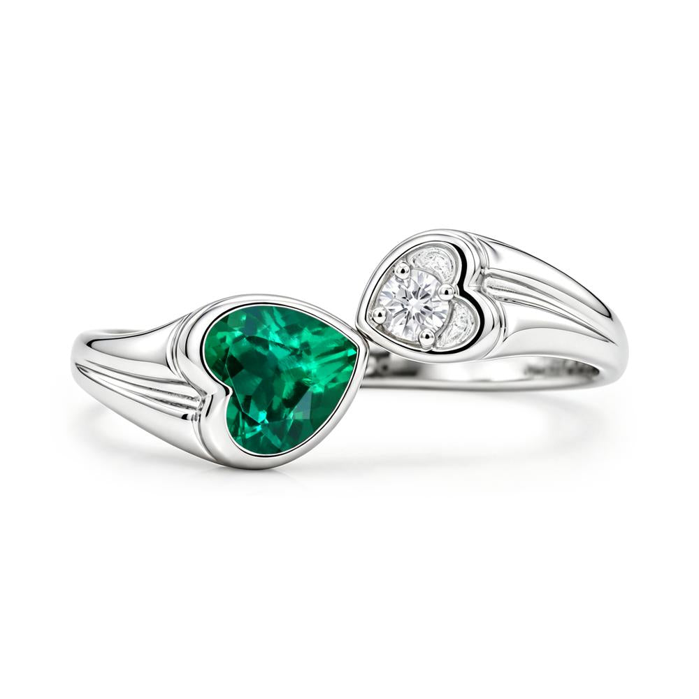 Toi Et Moi Two Stone Emerald Heart Shaped Ring - LUO Jewelry #gemstone_Emerald