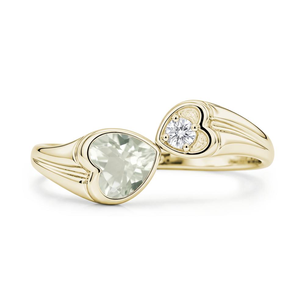 Toi Et Moi Two Stone Emerald Heart Shaped Ring - LUO Jewelry #gemstone_Green Amethyst