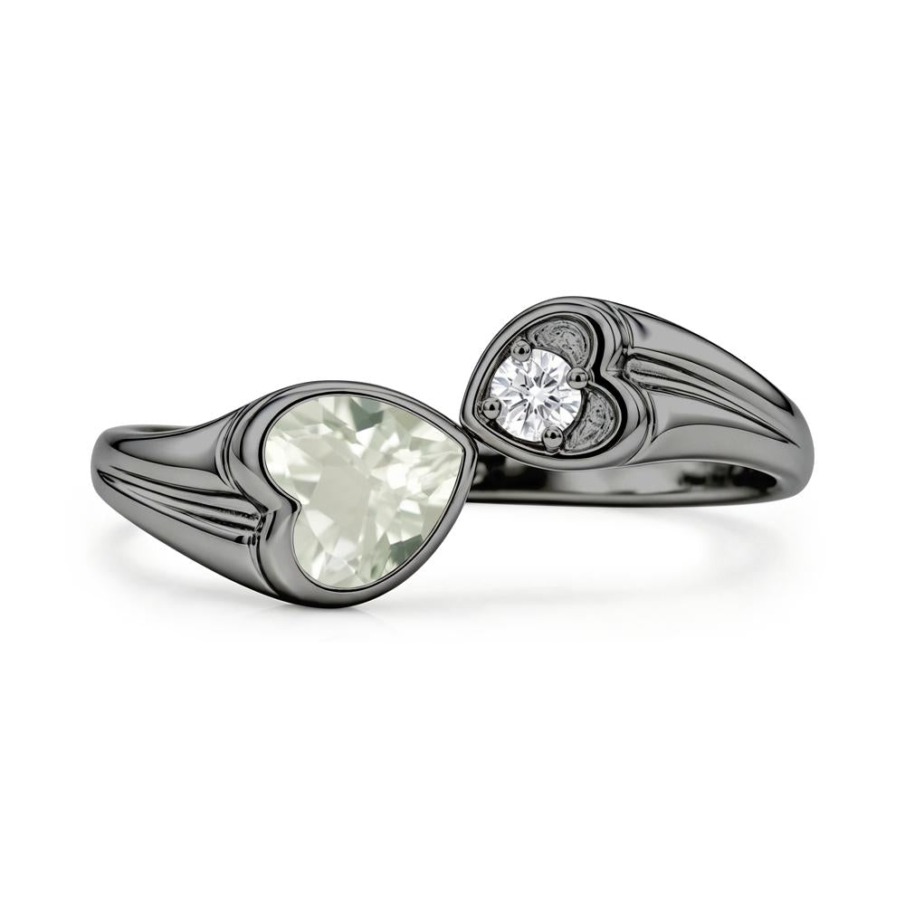 Toi Et Moi Two Stone Emerald Heart Shaped Ring - LUO Jewelry #gemstone_Green Amethyst