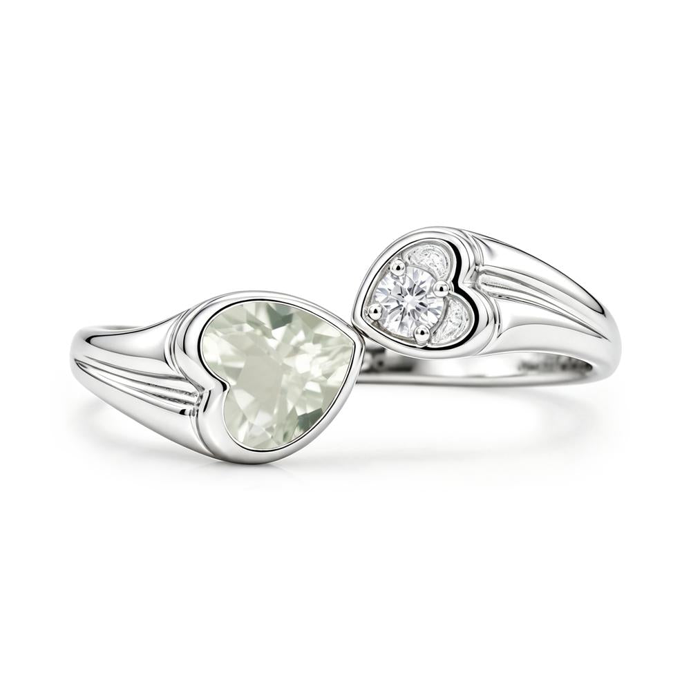 Toi Et Moi Two Stone Emerald Heart Shaped Ring - LUO Jewelry #gemstone_Green Amethyst