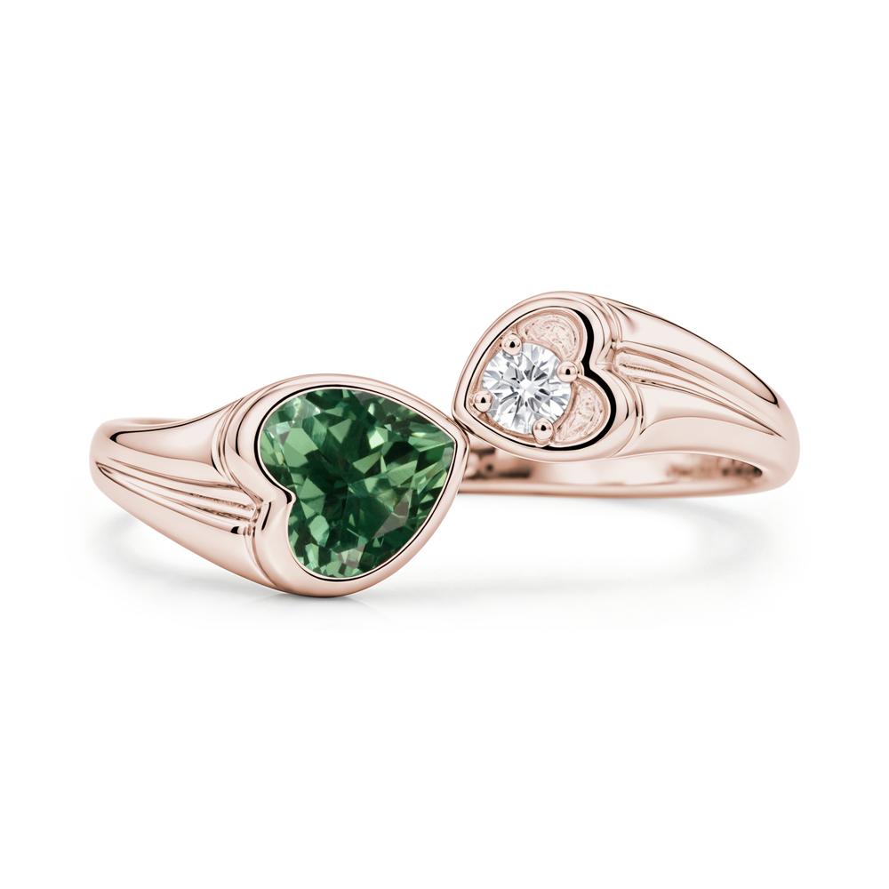 Toi Et Moi Two Stone Emerald Heart Shaped Ring - LUO Jewelry #gemstone_Green Sapphire