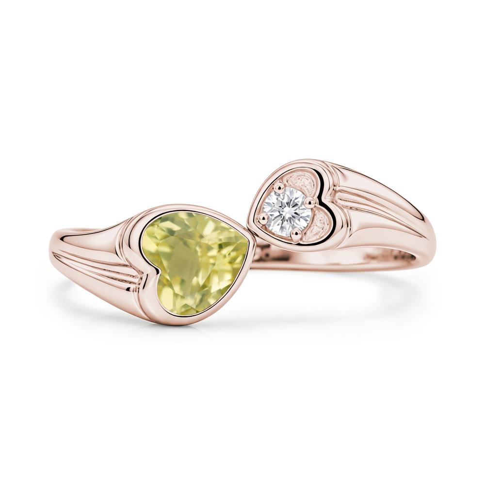 Toi Et Moi Two Stone Emerald Heart Shaped Ring - LUO Jewelry #gemstone_Lemon Quartz