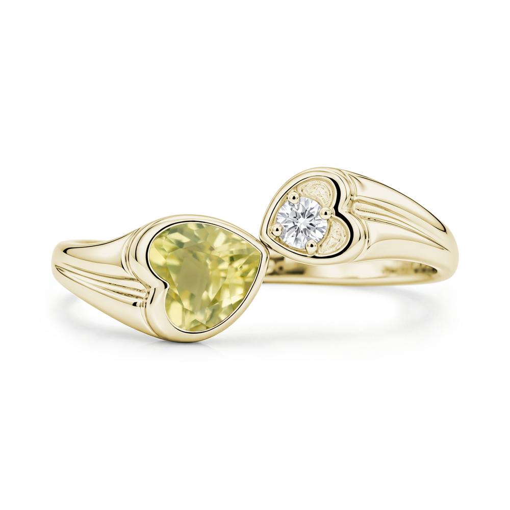 Toi Et Moi Two Stone Emerald Heart Shaped Ring - LUO Jewelry #gemstone_Lemon Quartz