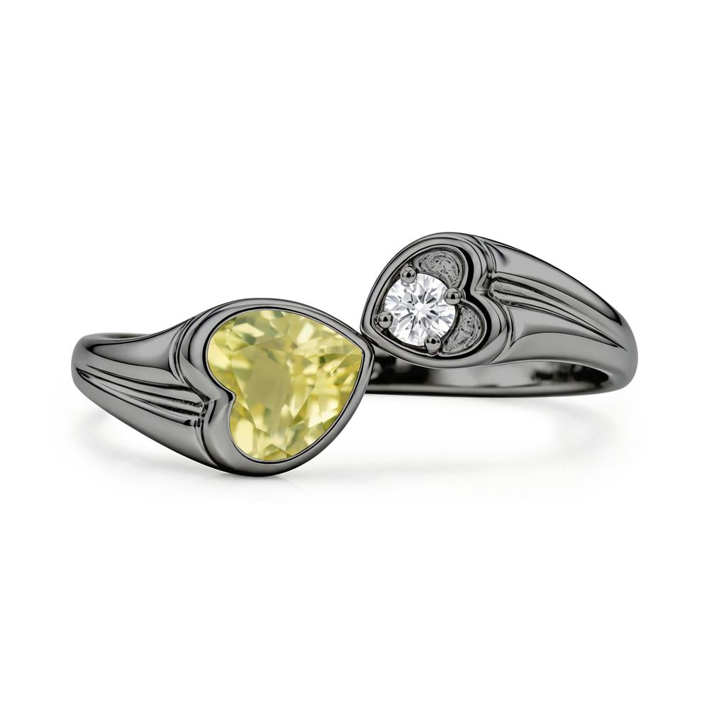 Toi Et Moi Two Stone Emerald Heart Shaped Ring - LUO Jewelry #gemstone_Lemon Quartz