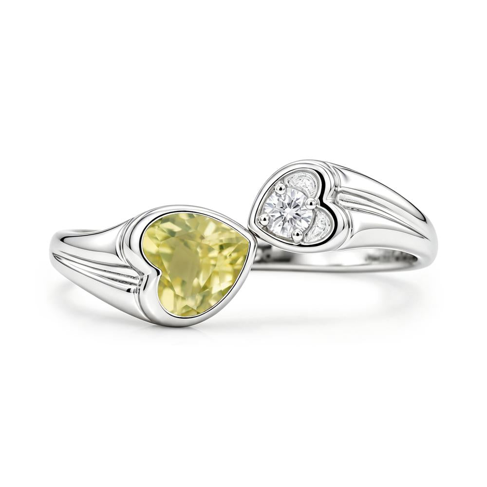 Toi Et Moi Two Stone Emerald Heart Shaped Ring - LUO Jewelry #gemstone_Lemon Quartz