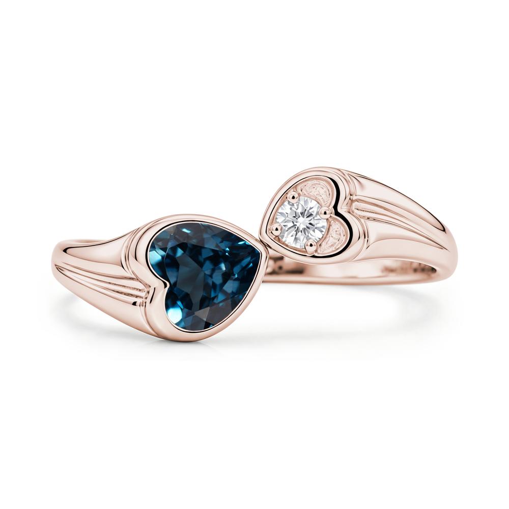 Toi Et Moi Two Stone Emerald Heart Shaped Ring - LUO Jewelry #gemstone_London Blue Topaz
